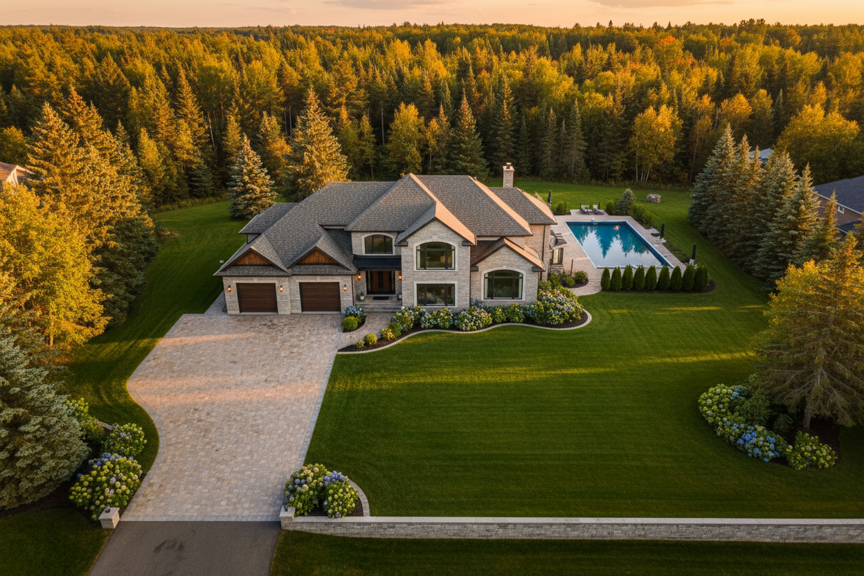 Aerial lawn and driveway