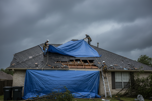 Emergency roof tarping service